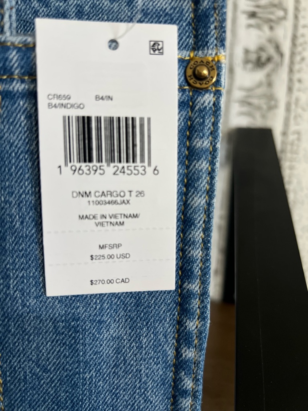 NWT Coach Denim Logo Tote Bag - Light Blue with Gold Hardware - Picture 5 of 8